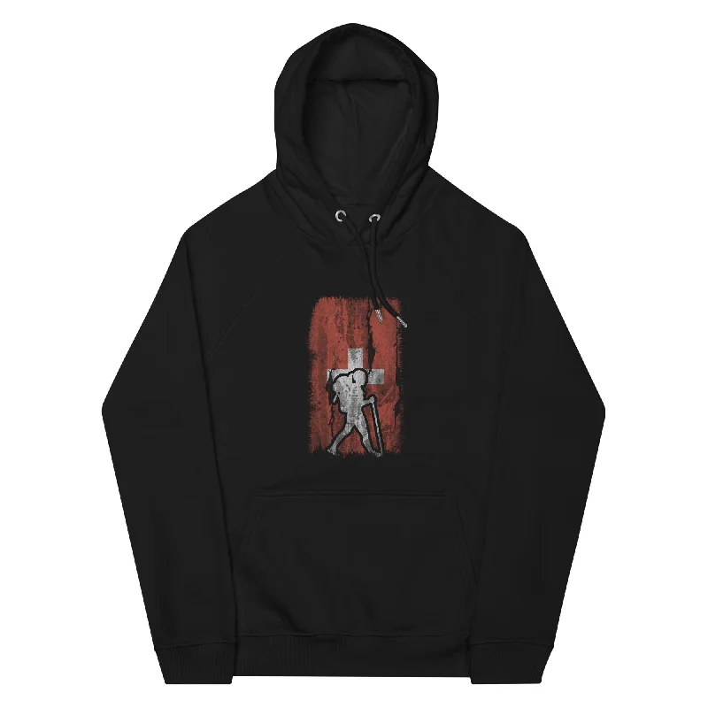 Schweizer Flagge 1 und Wandern - Unisex Premium Organic Hoodie Hoodie with Fur Luxurious Winter Schweizer Flagge 1 und Wandern - Unisex Premium Organic Hoodie Hoodie with Fur Luxurious Winter