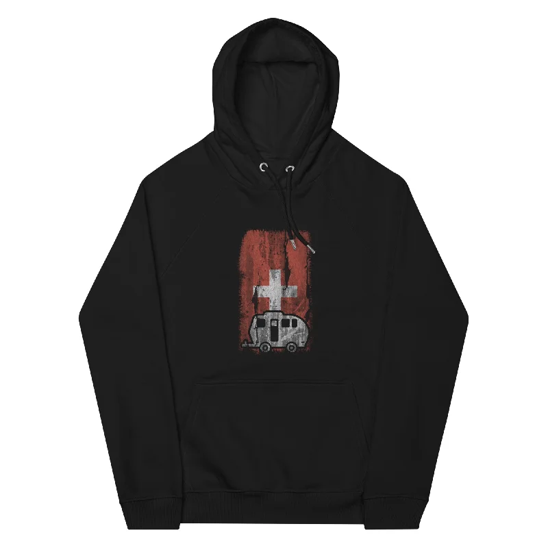 Schweizer Flagge 2 und Camping - Unisex Premium Organic Hoodie Hooded Sweatshirt Casual Wear Street Style Schweizer Flagge 2 und Camping - Unisex Premium Organic Hoodie Hooded Sweatshirt Casual Wear Street Style