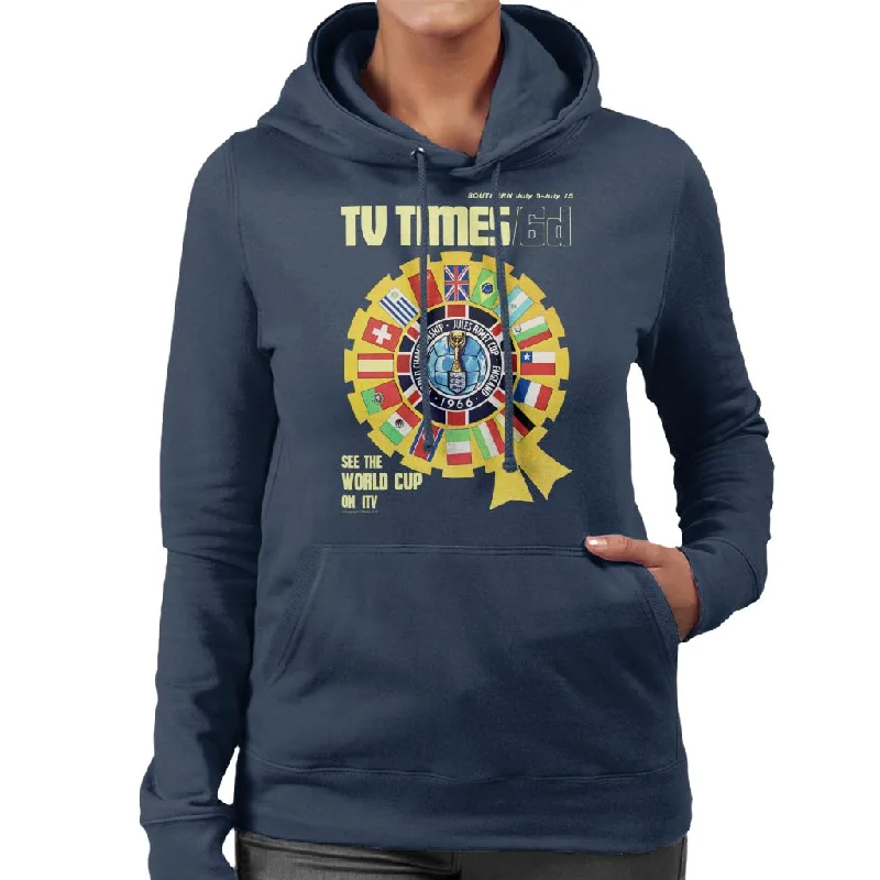 TV Times 1966 World Cup Cover Women's Hooded Sweatshirt Hoodie with Puffed Sleeves Voluminous Trendy