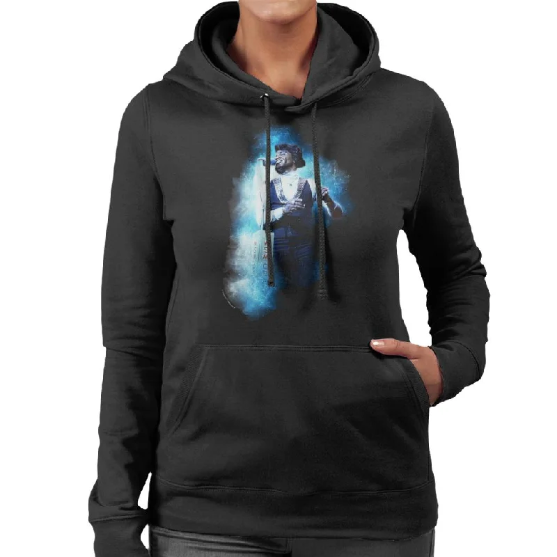 TV Times James Brown Retro Waistcoat 1979 Women's Hooded Sweatshirt Hoodie with Turtle Neck Cozy Winter