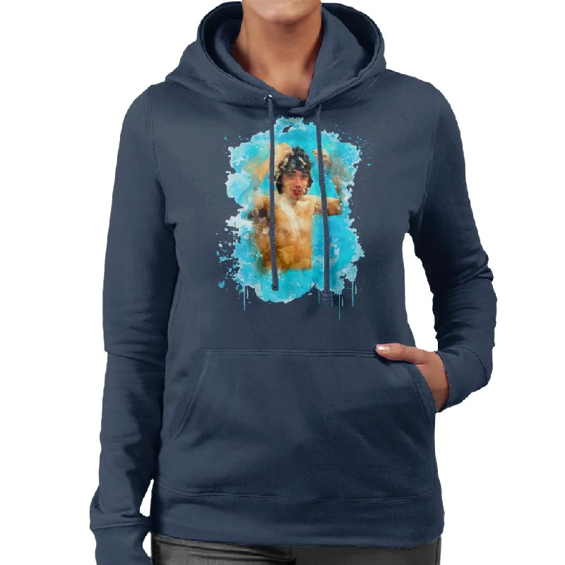 TV Times Kevin Keegan Having A Shower Liverpool Vs Everton Women's Hooded Sweatshirt Hoodie with Frayed Bohemian Relaxed