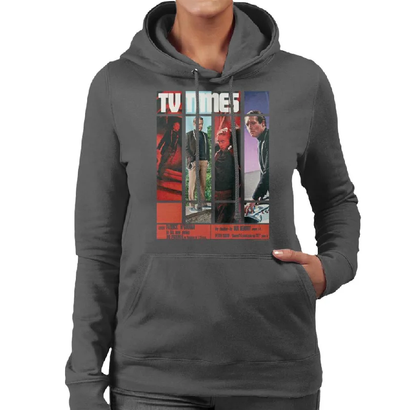 TV Times Patrick McGoohan The Prisoner 1967 Cover Women's Hooded Sweatshirt Hoodie with High Neck Warm Protective