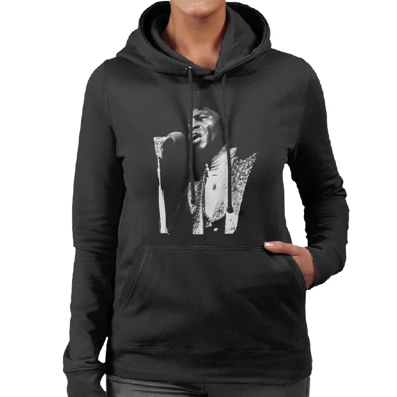 TV Times Soul Singer James Brown 1979 Women's Hooded Sweatshirt Hoodie with Raglan Sleeves Sporty Comfortable