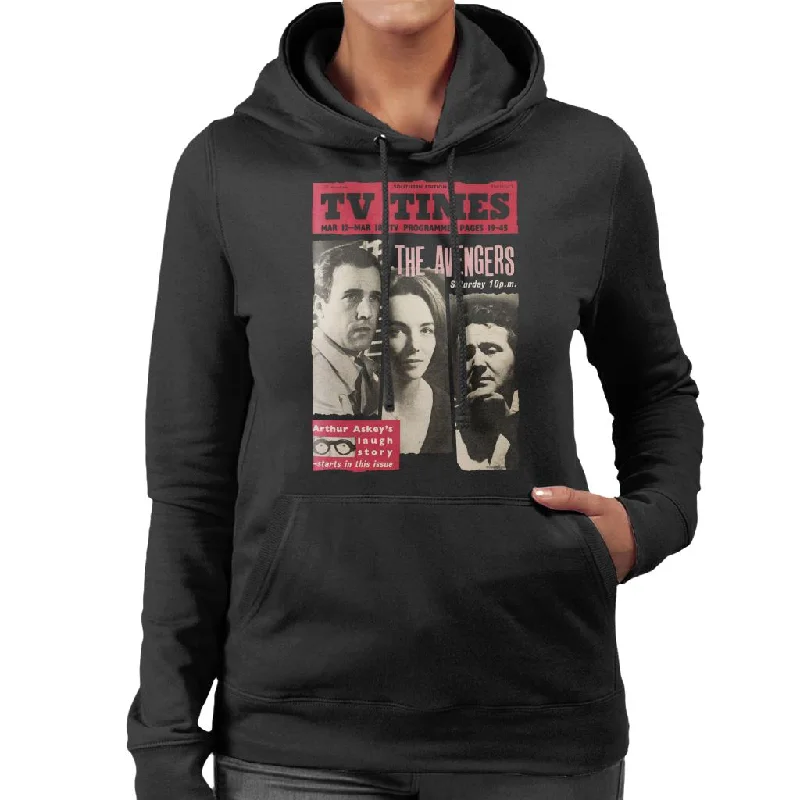 TV Times The Avengers 1961 Cover Women's Hooded Sweatshirt Hoodie with Ribbed Hem Stretchable Secure