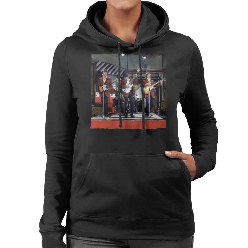 TV Times The Kinks 60s Pop Group Live Women's Hooded Sweatshirt Hoodie with Mock Neck Collared Structured