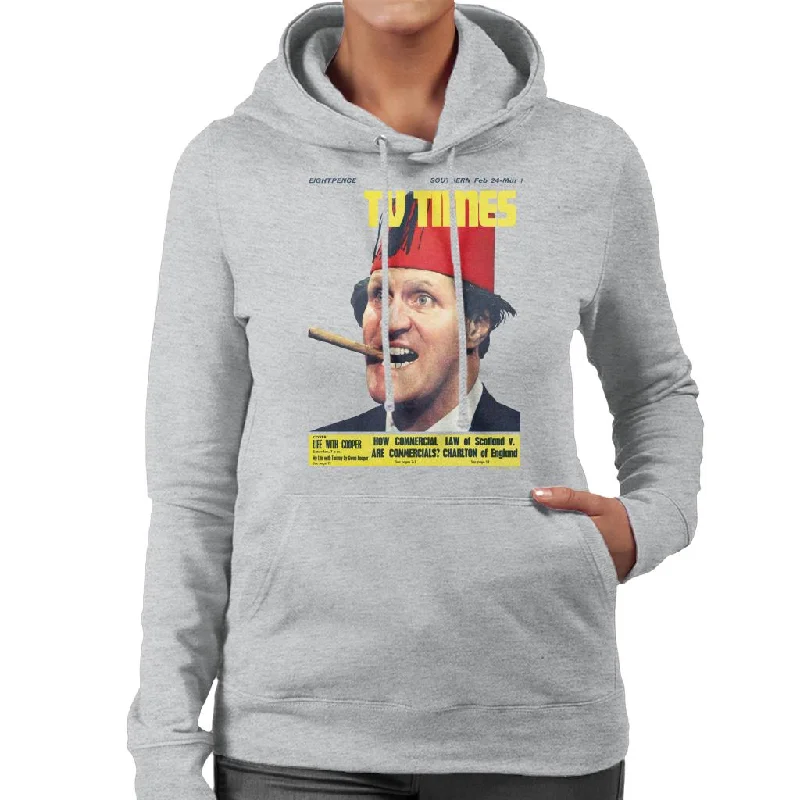 TV Times Tommy Cooper 1967 Cover Women's Hooded Sweatshirt Hoodie with Elastic Cuffs Stretchable Comfortable