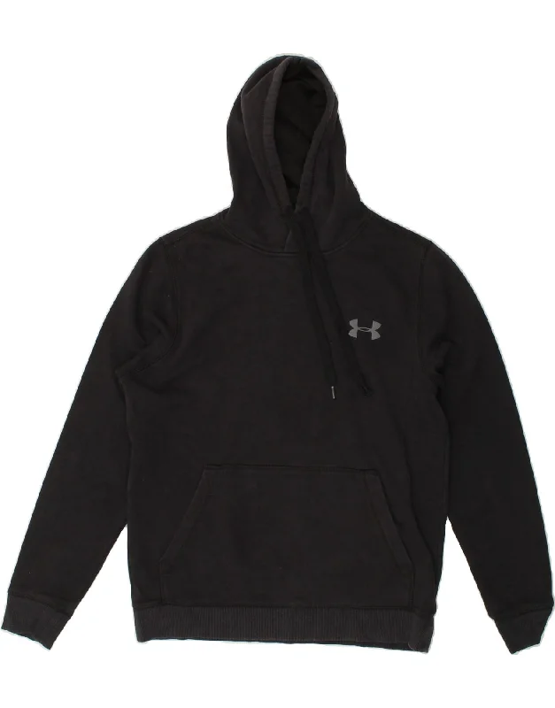 UNDER ARMOUR Mens Cold Gear Hoodie Jumper Small Black Polyester Hoodie with Crew Neck Simple Timeless