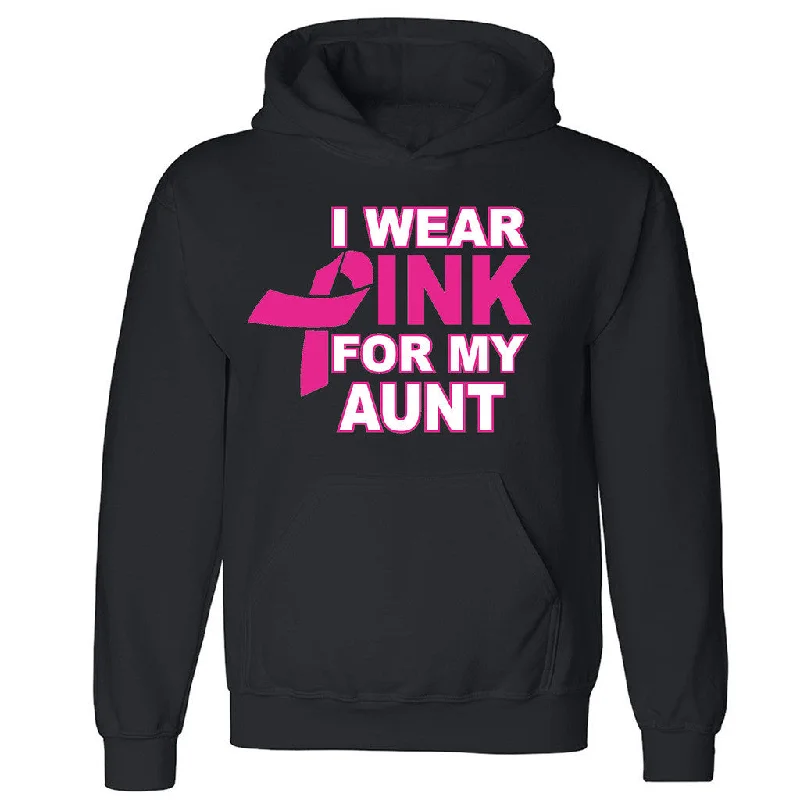 Zexpa Apparelâ„¢ Wear Pink For My Aunt Unisex Hoodie Breast Cancer Awareness Hooded Sweatshirt Hoodie with Tie-Dye Psychedelic Retro