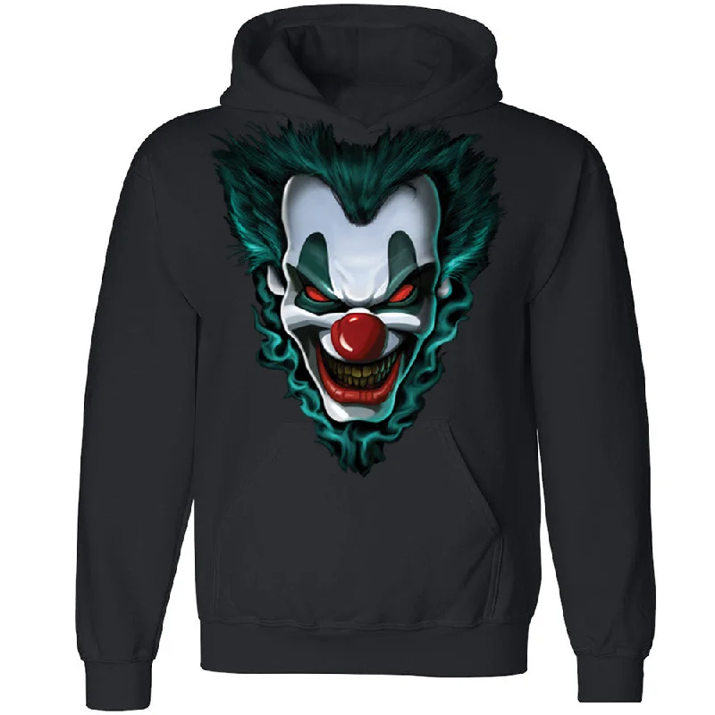 Zexpa Apparelâ„¢ Scary Crown Face Joker Unisex Hoodie Cool Halloween Costume Hooded Sweatshirt Hoodie with Hem Drawcord Adjustable Customizable