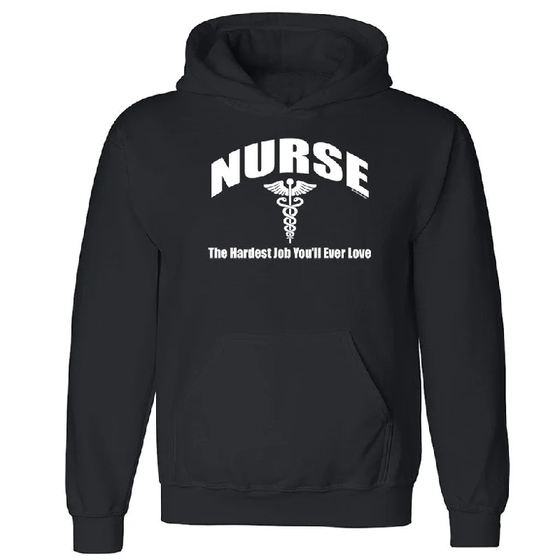 Zexpa Apparelâ„¢ Nurse The Hardest Love You'll Ever Love Unisex Hoodie Cool Hooded Sweatshirt Hoodie with Side Slits Relaxed Casual