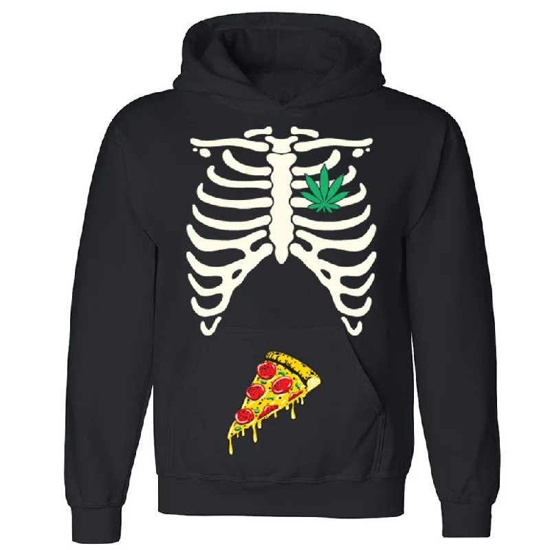 Zexpa Apparelâ„¢ Rib Cage Weed Pizza Munchies Unisex Hoodie Halloween Costume Hooded Sweatshirt Hoodie with Pocket Utility Practical