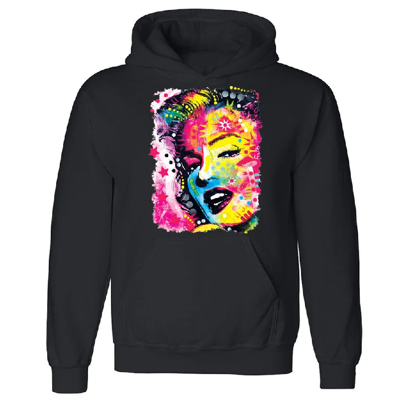 Zexpa Apparelâ„¢ Neon Colorful Marilyn Monroe Unisex Hoodie Starlet Cool Shiny Hooded Sweatshirt Hoodie with Hem Embroidery Detailed Premium