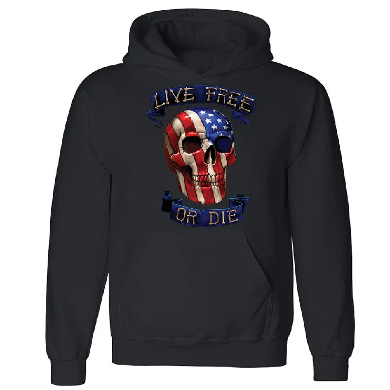 Zexpa Apparelâ„¢ Live Free Or Die Unisex Hoodie Patriotic 4th Fourth Of July Hooded Sweatshirt Hoodie with Belted Waist Structured Tailored