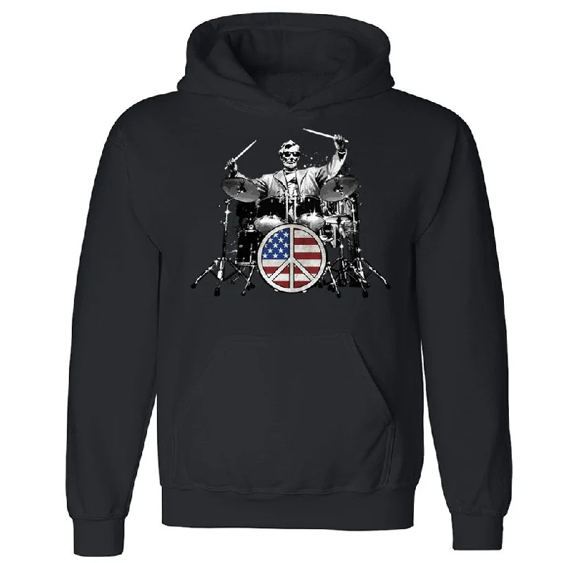 Zexpa Apparelâ„¢ Music 101 Abraham Lincoln The Drummer Unisex Hoodie Patriotic Hooded Sweatshirt Hoodie with Logo Branding Identity