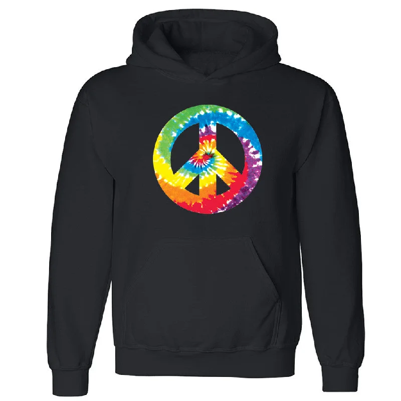 Zexpa Apparelâ„¢ Tie Dye Peace Sign Unisex Hoodie Imagine All The People Equal Hooded Sweatshirt Hoodie with Slit Hem Functional Movement