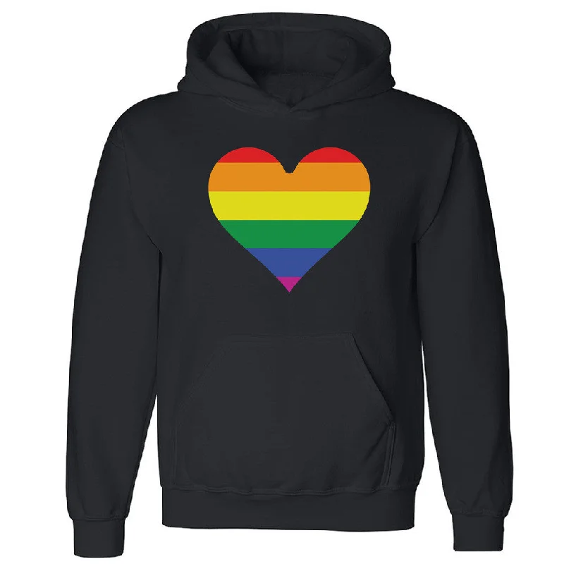 Zexpa Apparelâ„¢ Rainbow Heart Unisex Hoodie Gay Pride LGBT June 25 Proud Honor Hooded Sweatshirt Hoodie with Color Block Contrast Stylish