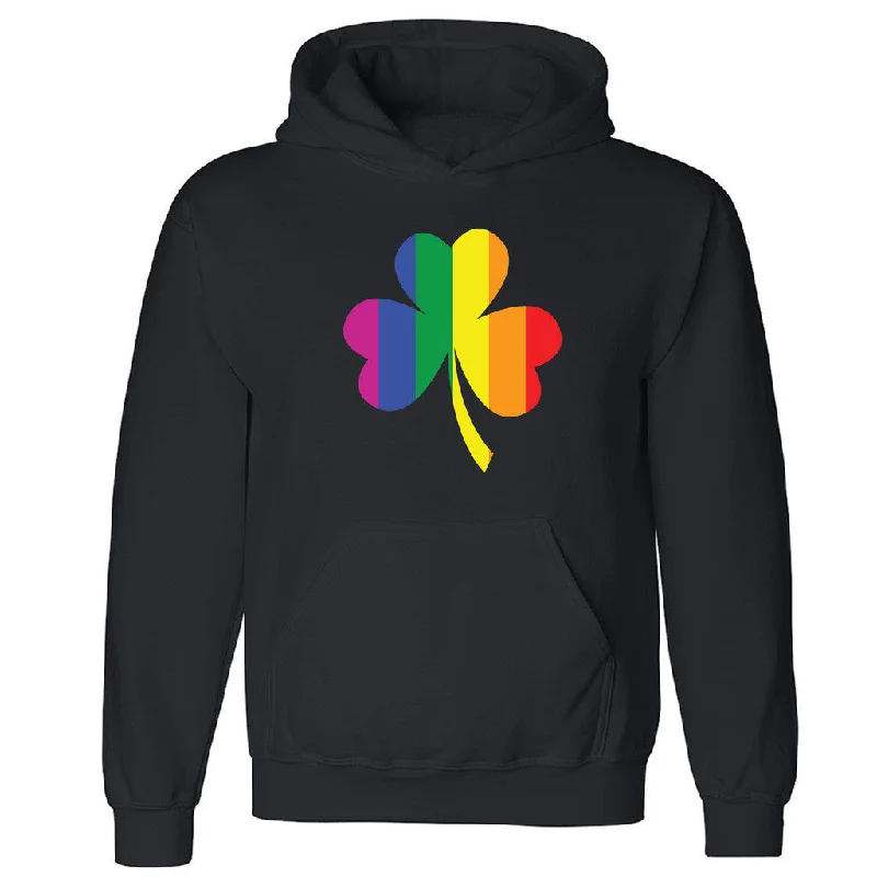 Zexpa Apparelâ„¢ Shamrock Rainbow Unisex Hoodie Gay Pride LGBT June 25 Proud Hooded Sweatshirt Hoodie with Full-Zip Functional Layering