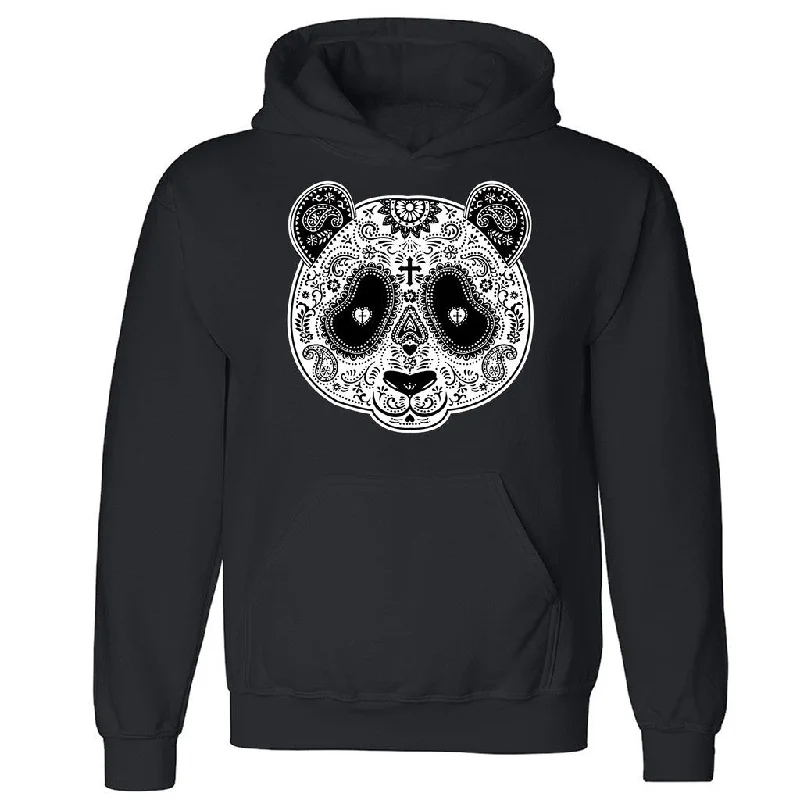 Zexpa Apparelâ„¢ Sugar Panda Skull Unisex Hoodie Day Of Dead Dia De Muertos Hooded Sweatshirt Hoodie with Fur Luxurious Winter