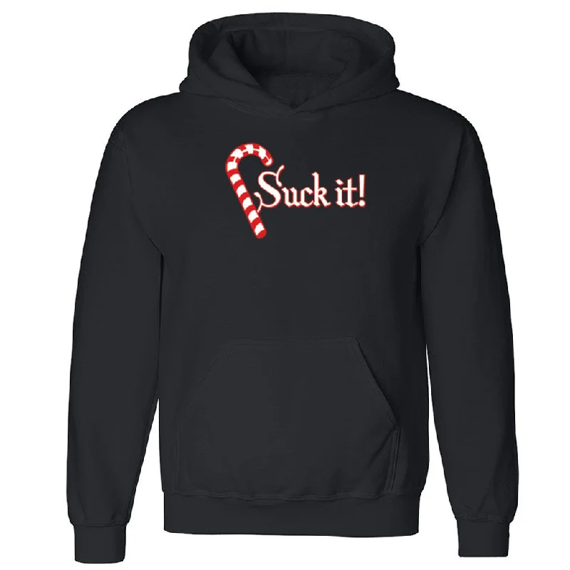 Zexpa Apparelâ„¢ Suck It Christmas Candy Unisex Hoodie Funny Christmas Gift Hooded Sweatshirt Hoodie with Stripes Bold Sporty