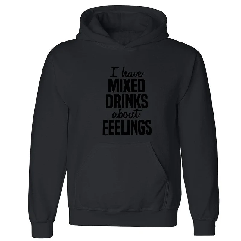 Zexpa Apparelâ„¢ I've Mixed Drinks About Feelings Unisex Hoodie Alcoholic Funny Hooded Sweatshirt Hoodie with Button Classic Timeless