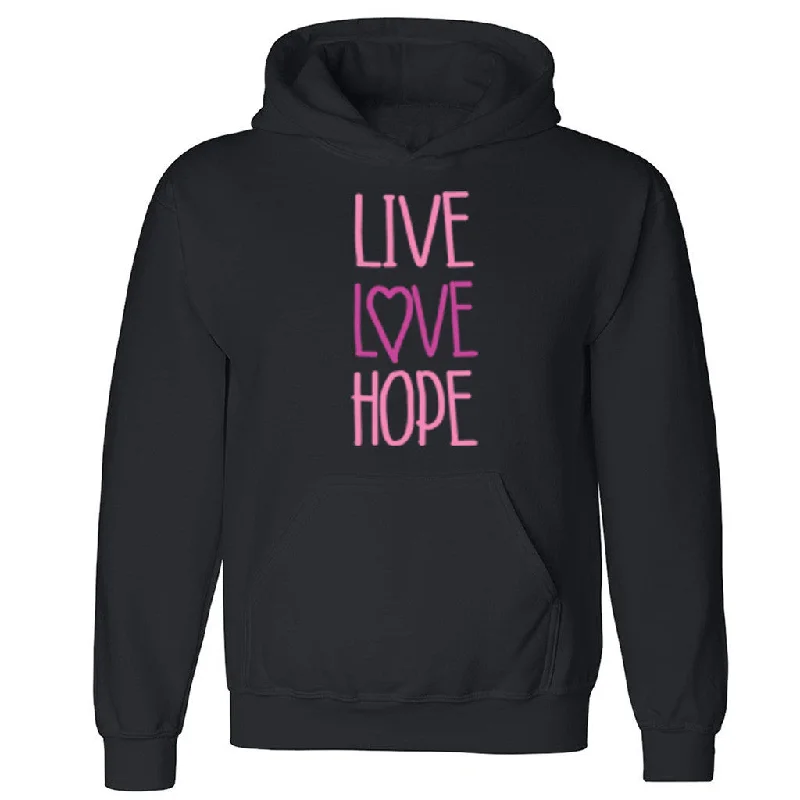 Zexpa Apparelâ„¢ Live Love Hope Unisex Hoodie Breast Cancer Awareness Month Run Hooded Sweatshirt Hoodie with Velcro Closure Adjustable Secure