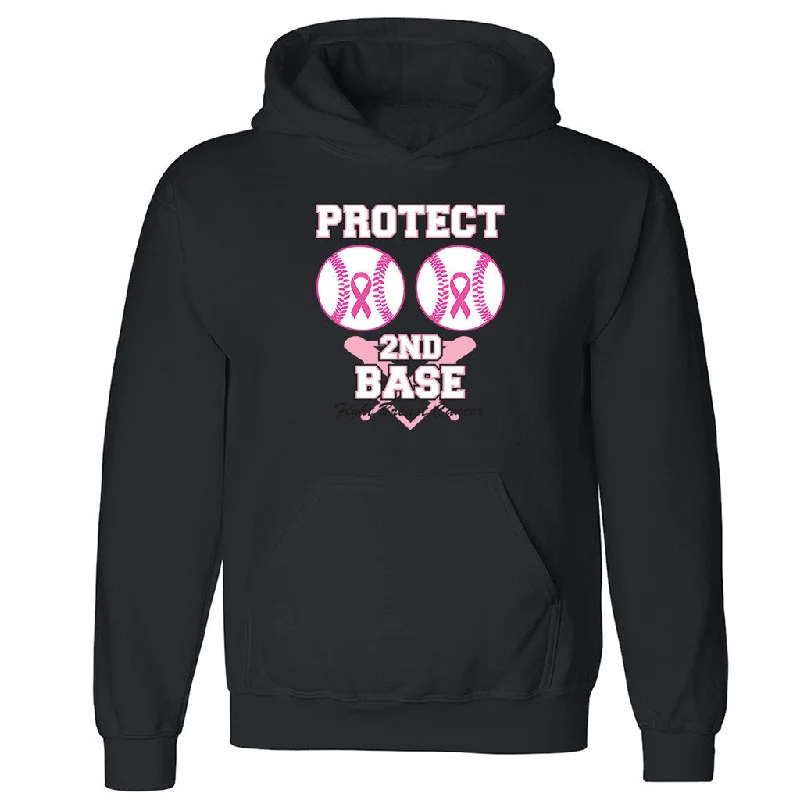 Zexpa Apparelâ„¢ Protect Second Base Unisex Hoodie Breast Cancer Awareness Run Hooded Sweatshirt Hoodie with Applique Textured Unique