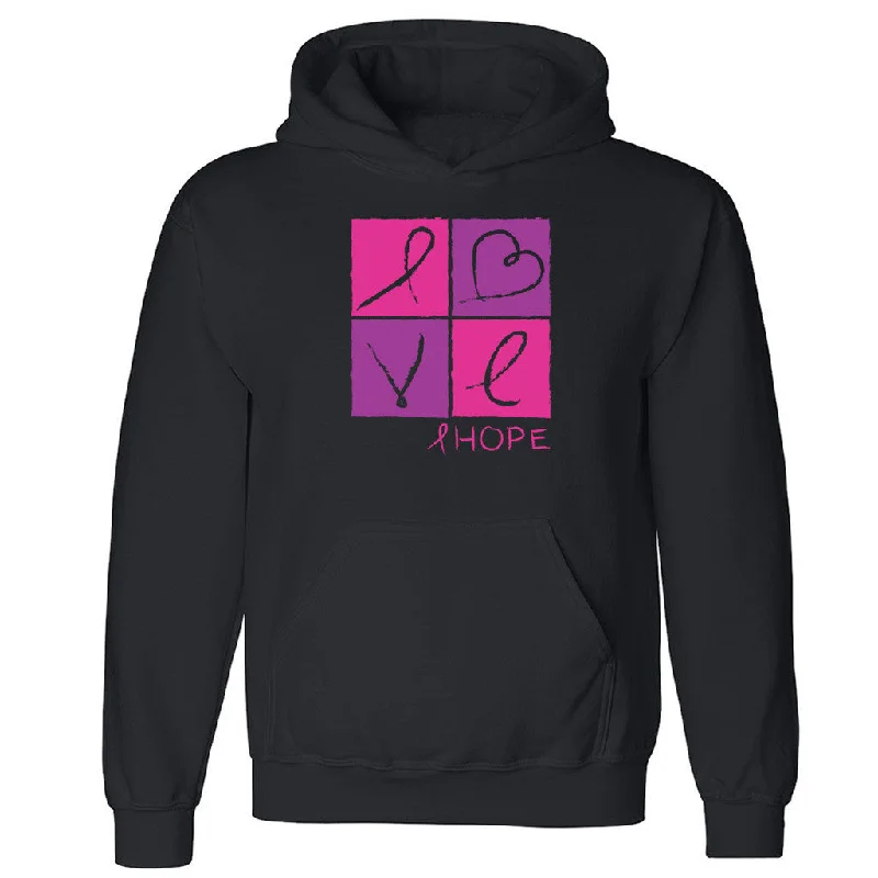 Zexpa Apparelâ„¢ Love Heart Hope Unisex Hoodie Breast Cancer Awareness Month Hooded Sweatshirt Hoodie with Snap Buttons Easy Quick