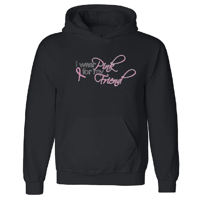 Zexpa Apparelâ„¢ I Wear Pink For My Friend Unisex Hoodie Breast Cancer Month Hooded Sweatshirt Hoodie with Lace Feminine Delicate