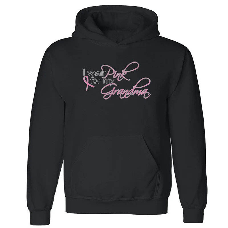 Zexpa Apparelâ„¢ I Wear Pink For My Grandma Unisex Hoodie Breast Cancer Month Hooded Sweatshirt Hoodie with Sequins Glamorous Eye-catching