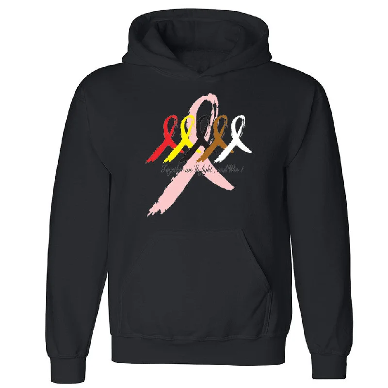 Zexpa Apparelâ„¢ Together We'll Fight and Win!! Unisex Hoodie Cancer Awareness Hooded Sweatshirt Hoodie with Snap Buttons Easy Quick