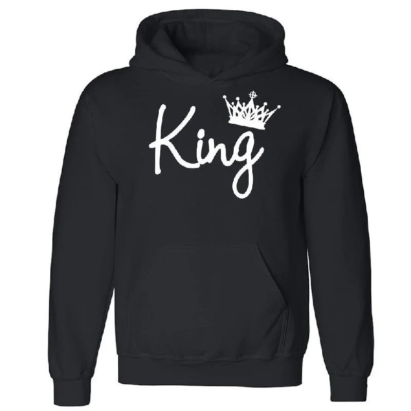 Zexpa Apparelâ„¢ King Crown Couple Matching Unisex Hoodie Valentines Day Gift Hooded Sweatshirt Hoodie with Hem Patch Decorative Personalized