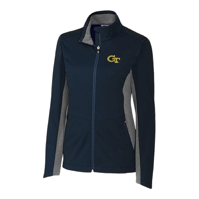 Ladies Georgia Tech Yellow Jackets Cutter & Buck Navigate Softshell Full Zip Jacket V-Neck Jacket Boat Neck Jacket Square Neck Jacket Ladies Georgia Tech Yellow Jackets Cutter & Buck Navigate Softshell Full Zip Jacket V-Neck Jacket Boat Neck Jacket Square Neck Jacket
