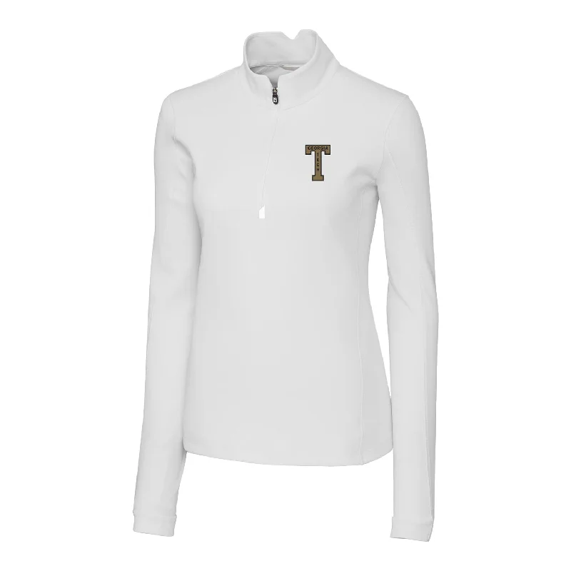 Ladies Georgia Tech Yellow Jackets College Vault Cutter & Buck Traverse Stretch Quarter Zip Pullover Welt Pockets Slit Pockets Flap Pockets Ladies Georgia Tech Yellow Jackets College Vault Cutter & Buck Traverse Stretch Quarter Zip Pullover Welt Pockets Slit Pockets Flap Pockets