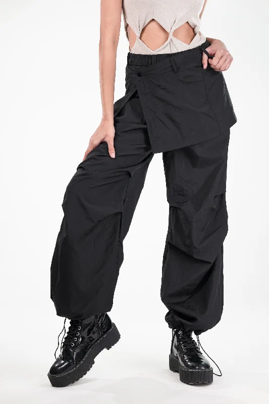 Black Cargo Pants With Detachable Skirt chiffon skirt floaty