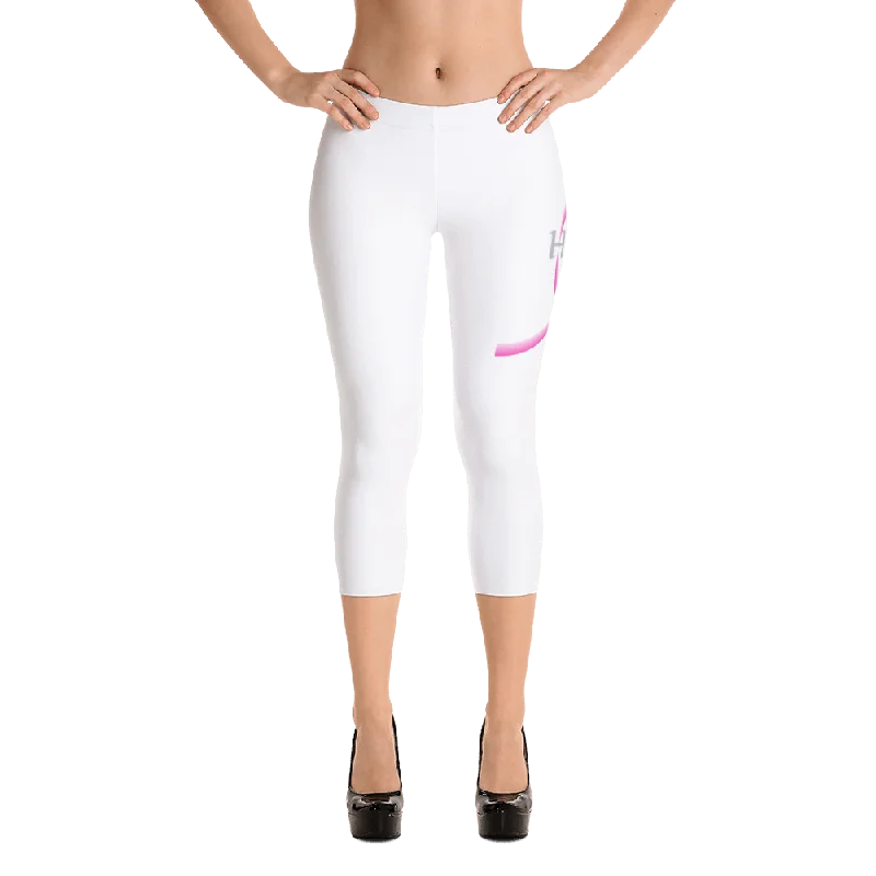 Breast Cancer Awareness Capri Leggings Elegant Sheer Leggings