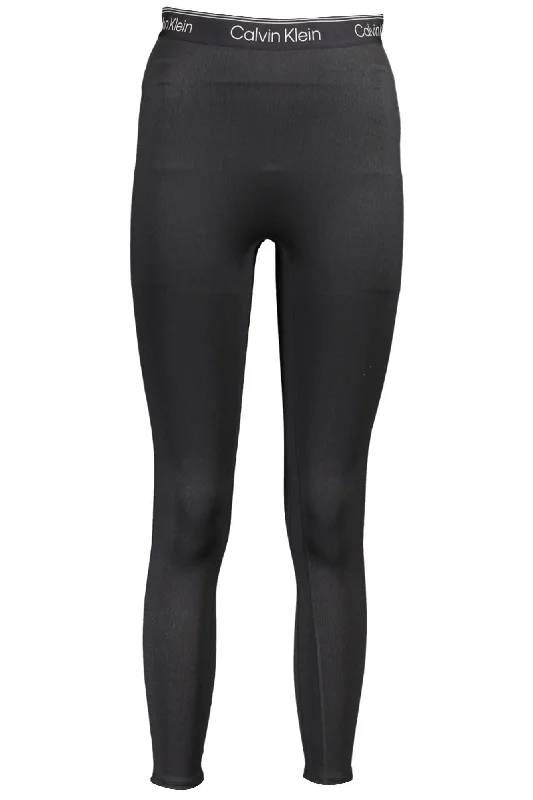 Calvin Klein Black Polyester Women Legging Cozy Full-Length Workout Leggings