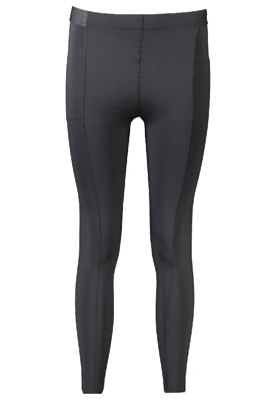 Calvin Klein Black Polyester Women Leggings Elegant Stretchy Faux Leather Leggings