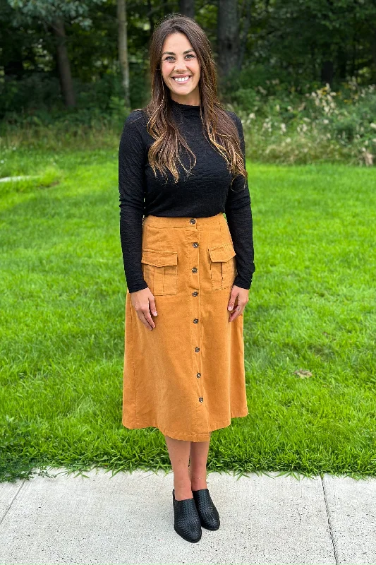 Camel Corduroy Skirt velvet skirt luxurious