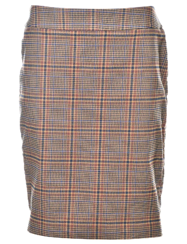 Checked Pattern Midi Skirt - M leather skirt modern