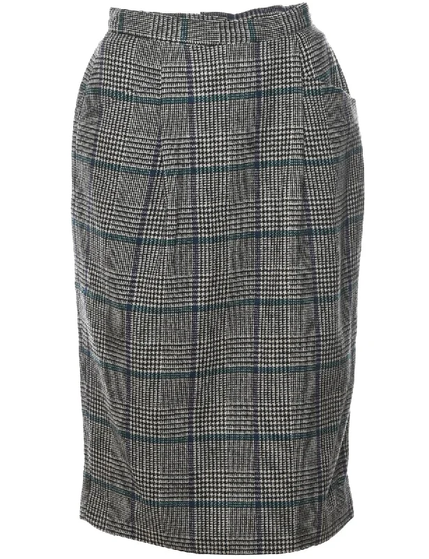 Checked Pencil Skirt - S breathable skirt fabric