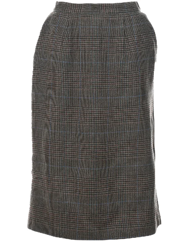 Checked Pencil Skirt - S athletic skirt fit