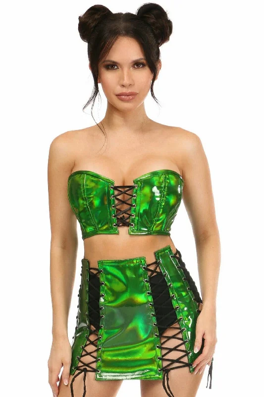 Daisy Corsets Lavish 2 PC Green Holo Bustier & Skirt Set pencil skirt chic