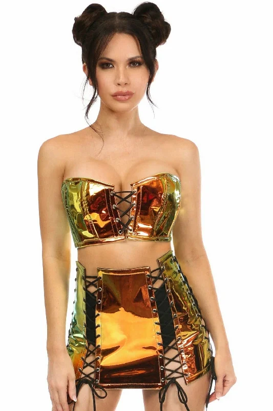 Daisy Corsets Lavish 2 PC Sunset Holo Bustier & Skirt Set lace skirt delicate