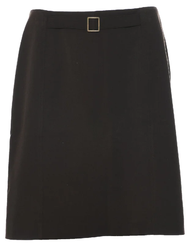 Dark Brown A-line Skirt - M velvet skirt sumptuous