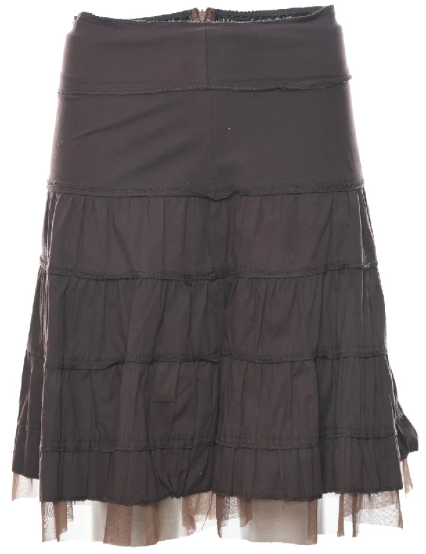 Dark Brown Flared Skirt - S leather skirt modern