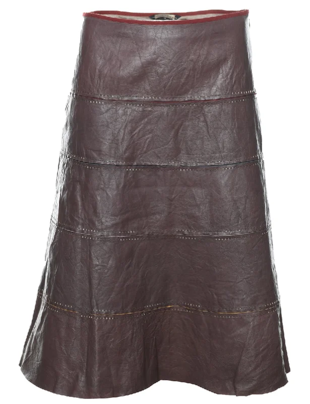 Dark Brown Leather Skirt - S chiffon skirt delicate