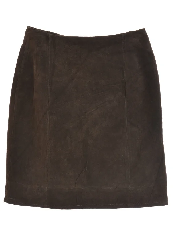 Dark Brown Suede Skirt cashmere skirt fine