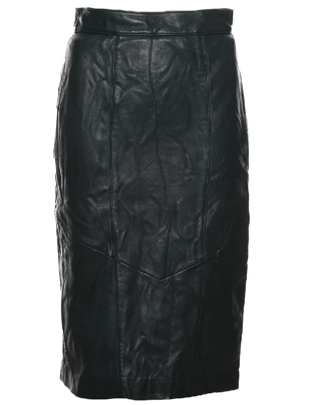 Dark Green Leather Skirt - S corduroy skirt textured