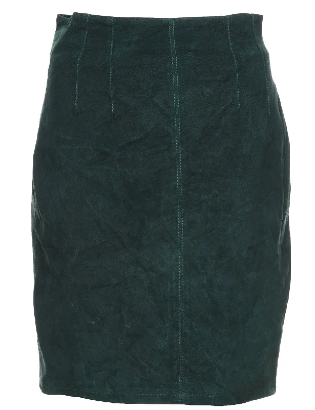 Dark Green Suede Skirt - S lace skirt feminine