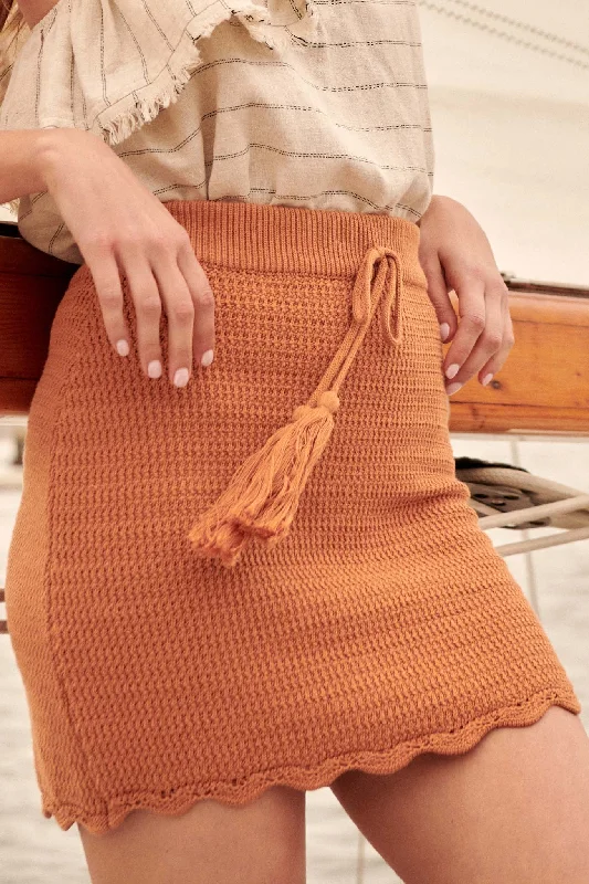 Delightfully Dainty Scalloped Crochet Mini Skirt corduroy skirt cozy